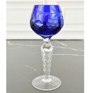 VTG Imperlux Germany Cobalt‎ Blue Sherry Cordial Cut Crystal Glass 5 1/4" Tall